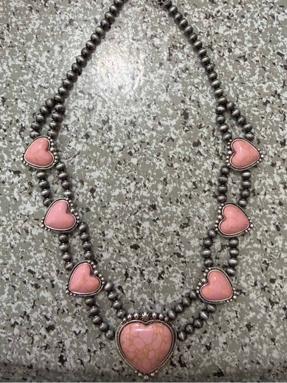Pink Heart Bead Necklace